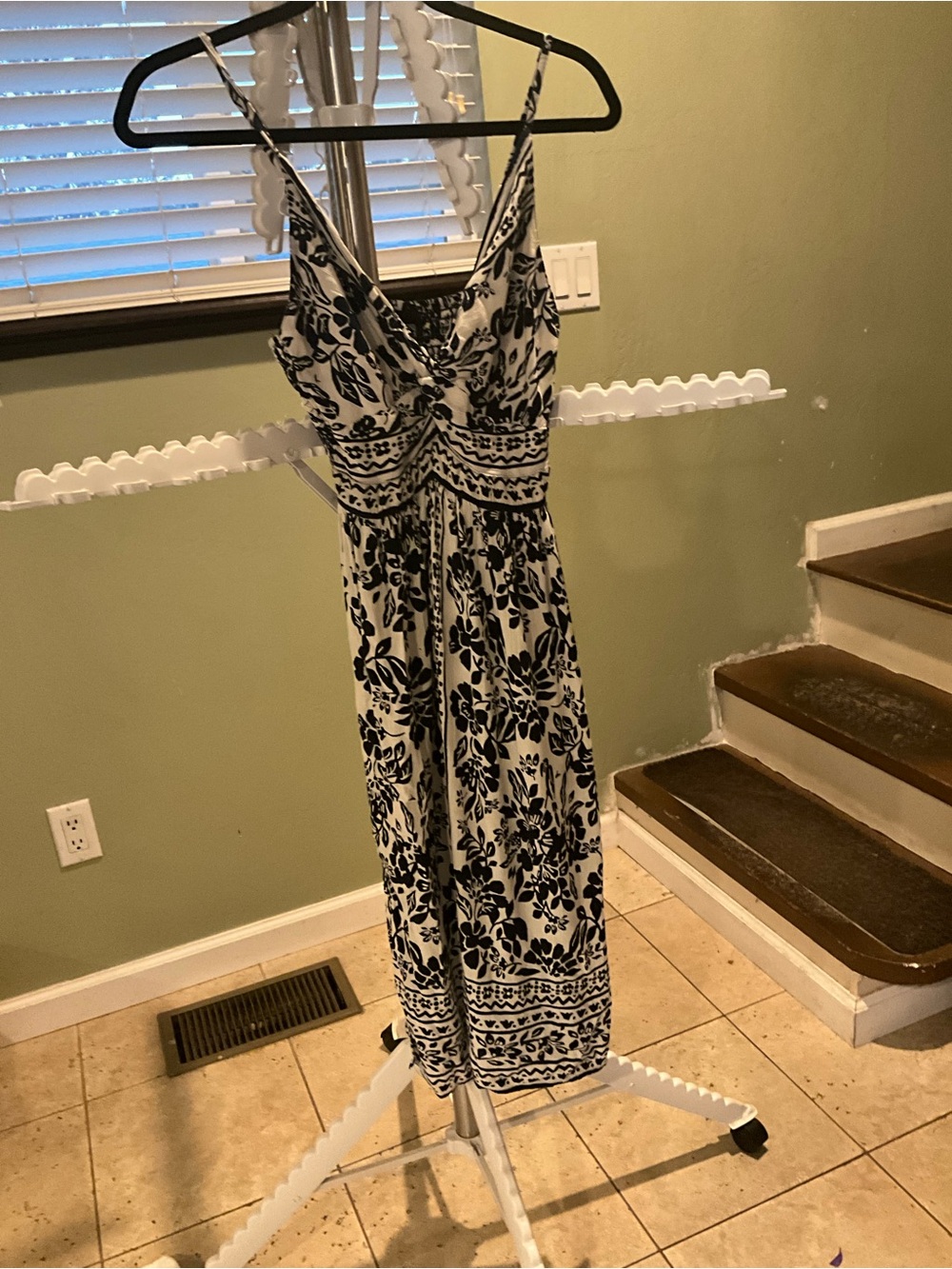 Angie Black and White Floral Midi Dress